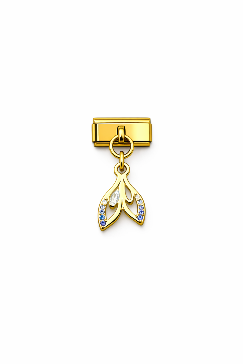 Altın Safir Yaprak Charm