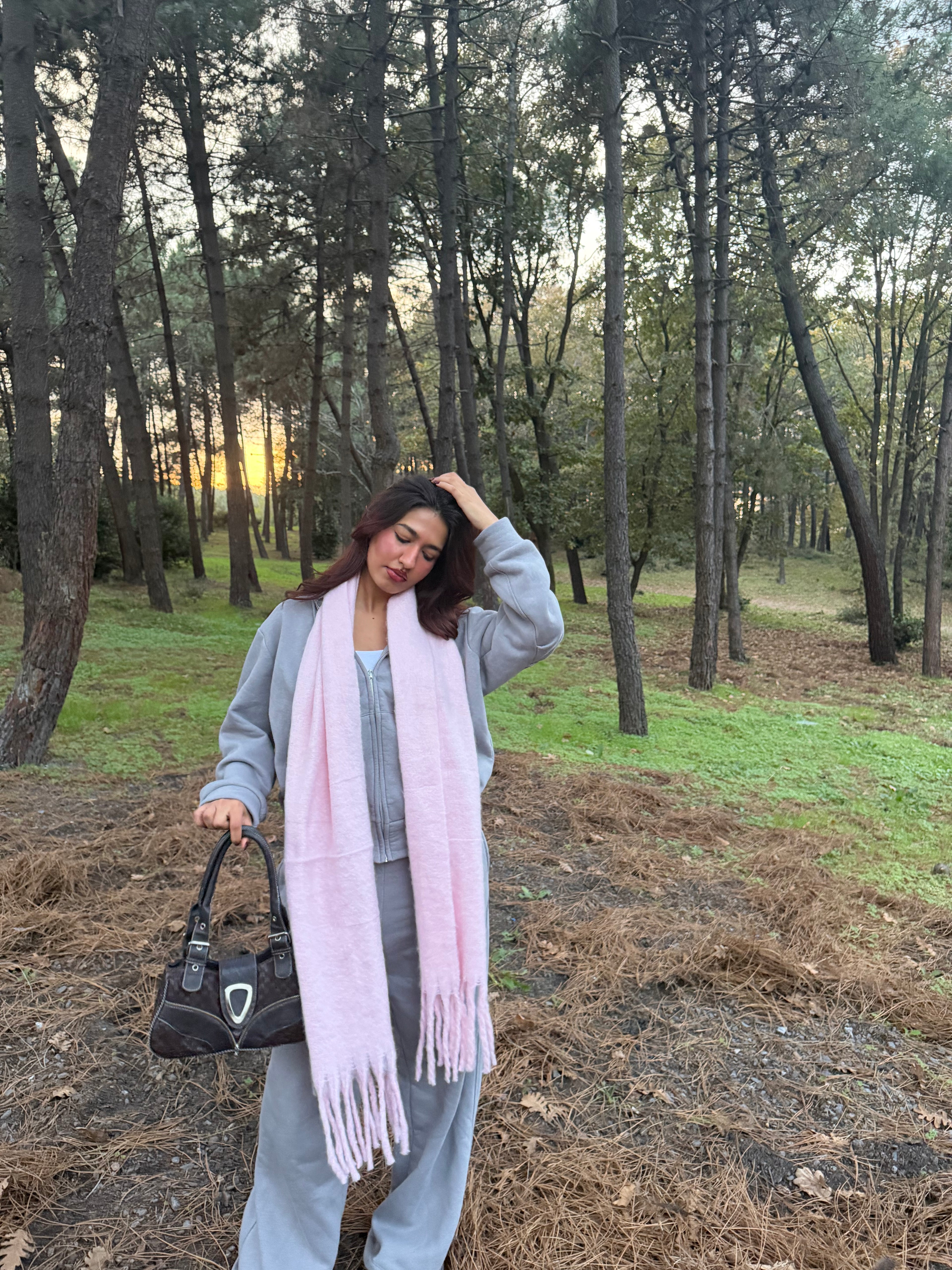 Yumuşakcık Pembe Püsküllü Atkı