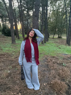 Mikasa Bordo El Örgüsü Atkı – Sade Model