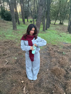 Mikasa Bordo El Örgüsü Atkı – Sade Model